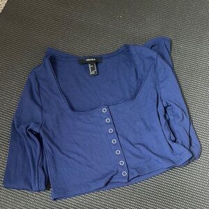 Forever 21 Women's Blue Button-Up Top